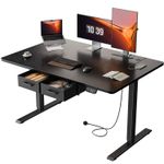 Electric Standing Desk with 2 Drawers, Sit Stand Up Desk with Outlets,Black