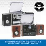Steepletone Houston 6-in-1 XP Retro Music Centre Turntable Bluetooth CD Cassette