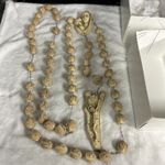 Vintage Italian Large Rosary Hand Carved Catholic Beads Mary Jesus INRI