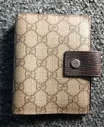 Gucci GG Monogram Ring-Bound Organiser Diary Cover Snap Strap Beige Brown