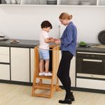 Baby Standing Tower Toddler Kitchen Stool Helper Bathroomd Ajustable Natural