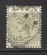 M23882 Cyprus 1892 SG35a QV: 4pi pale olive green FU, Cat £42