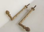Victorian Brass Curtain Tie Backs Hooks French Old Gilt Rococo Leaf Antique 6"D
