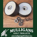 HILL BILLY Electric Golf Trolley FRONT Wheels / Used Pair /  NEW BEARINGS