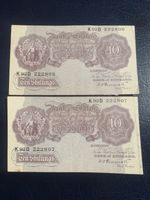 1940's X 2 Bank Of England Ten Shilling Notes With Corresponding No's 06 & 07 .