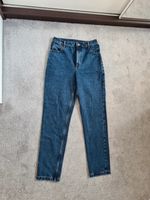 Lucy & Yak Dana Mom Jeans Women High Waist Straight Leg Cotton Blue W26 UK8 New