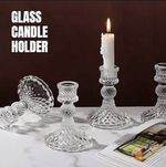 Vintage Crystal Cut Glass Pair Candle Holders Candlesticks Antique Wedding Decor