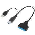 Dual USB 3.0/2.0 to SATA Adapter Cable 2.5/3.5in HDD SSD DC Input