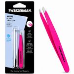 Tweezerman Mini Slant Tweezer Pink Stainless Steel Precision Eyebrow HairRemover