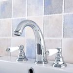 Polished Chrome Widespread Bathroom Sink Faucet 3 Hole Basin Mixer Tap mnf536