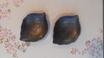 x2 Japanese Black leaf Pattern Mamezara Dish / Plate