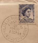 FDC 1959 AUSTRALIA QEII 5d First Day Cover by Air Mail, Rare vintage 