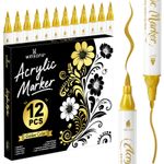 WINSONS Golden Acrylic Paint Pens, Colouring 1 count (Pack of 12), Gold