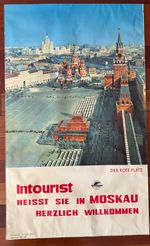 Rare Big Original Vintage INTOURIST USSR Soviet Russian Travel Poster 50's 60's