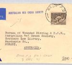 AUSTRALIA USED PALESTINE GAZA WW2 Cover RED CROSS Military POW Hobart 1941 RC69