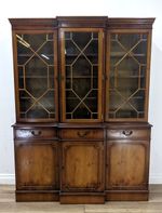 DISPLAY CABINET Yew Wood Glass Door Bookshelf 3 Drawers Cupboards FREE DELIVERY