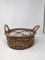 Round Wicker Fruit/Bread Basket Light Colour Brown w/ Handles 