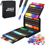 120 Dual Tip Colouring Pens Brush Pens Felt Tip Pens Kids Adults Colouring Set