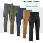 Mens Black Motorbike Motorcycle Cargo Jeans Aramid Protective Lined Armour Pants