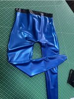 Mens Latex Rubber Leggings Trousers Front Zip Handmade