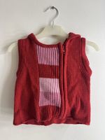 Baby Y2K Red Pink Striped Knit Hooded Gilet Wool Mix Zip 12-18 Months