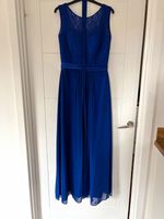 Blue Sleeveless Lace Bodice Maxi Bridesmaid Dress with Adjustable back Size S