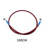 100cm Motorcycle Brake Oil Hose Pipe Line Stainless Steel Braided Universal Red