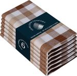 Gingham Cloth Napkins 100% Cotton -  Set of 6 - 45x45 cm - Brown