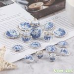 1:12 Miniature Porcelain Tea Cup Set Dollhouse Furniture Toys Tableware