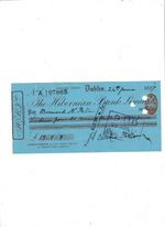 HIBERNIAN  BANK   CHEQUE  1897