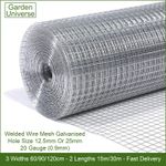 Welded Wire Mesh Galvanised Garden Universe Wire 9 Sizes Fence Chicken Rabbit