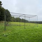 Cricket Net with Metal Frame, Portable Outdoor Black Nylon