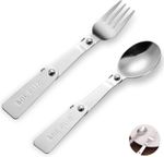 2 Pcs Stainless Steel Folding Spoon and Folding Fork, Reusable Foldable Fork an