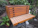 Vintage Printers, Watchmakers, Coin Collectors Chest Of 6 Drawers Dovetailed 20"