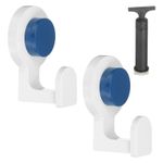 2Pcs Vacuum Suction Hooks with Air Pump for Office Home, Blue