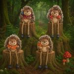 Set of FOUR Cute Hedgehogs Shelf Sitters Dangling legs Ideal Hedgehog Gift Idea.