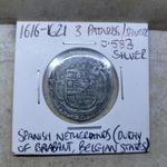1616 - 1621 - 3 Patards - Spanish Netherlands - 0.583 Silver Hammered Coin