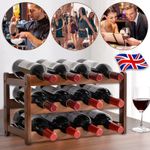 3 Tiers 12 Bottles Wooden Wine Bottle Storage Rack Display Wine Shelves ~UK