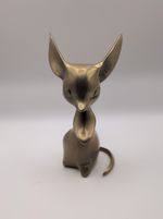 Vintage Solid Brass 5" Big Ear Mouse Heavy Paperweight Figurine Animal Sculpture
