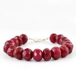 373.50 CTS EARTH MINED ROUND SHAPED ENHANCED RUBY FACETED BEADS BRACELET (DG)