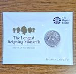 The Royal Mint Longest Reigning Monarch 2015 UK £20 0.999 Silver Coin Sealed