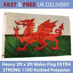 Wales Flag 3ft x 2ft Flagpole Outdoor Heavy 110d Polyester for Flagpole