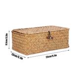 Woven Storage Basket Boho Vintage Home Decor Covered Organizer Box