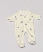 Next Baby Cream Fluffy Sleepsuit with Grey Stars – First Size