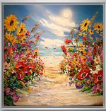 ORIGINAL , OIL PAINTING CANVAS  70x70 cm ANNA KALUZNA,  Summer whispers