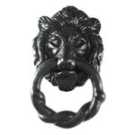 UAP 6 Inch Cast Iron Antique Brass Lion Head Door Knocker, Black