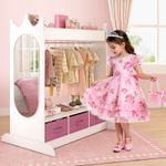 Kids Wardrobe Children Clothes Rail Closet Toy Storage Open Shelf Drawers/Mirror