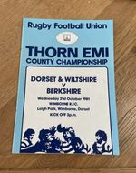 Rugby Programme Thorn EMI County Champs Dorset&Wilts v Berkshire 1981