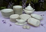 Antique Miniature Dinner Set Service Childs Gilt Trim Porcelain 33 pieces   