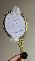 Personalised Hand Held Mirror Birth Announcement Holly Communion Baby Gift
